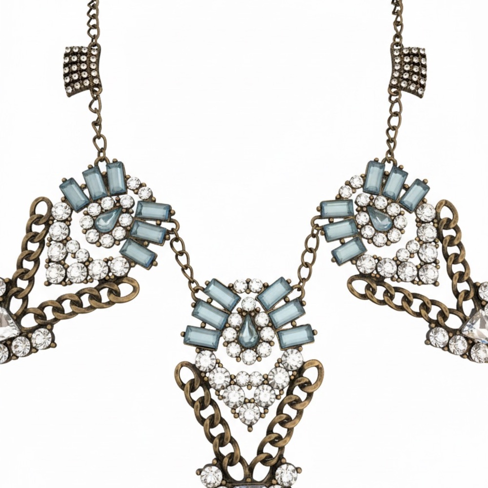 Crystal Rhinestone Multi-Layer Statement Necklace… - image 4
